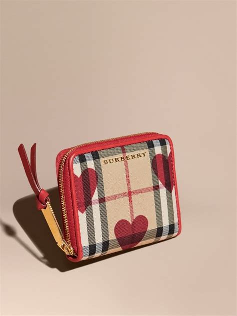 burberry heart print horseferry check small zip around wallet|Small Check Zip Wallet in Archive beige .